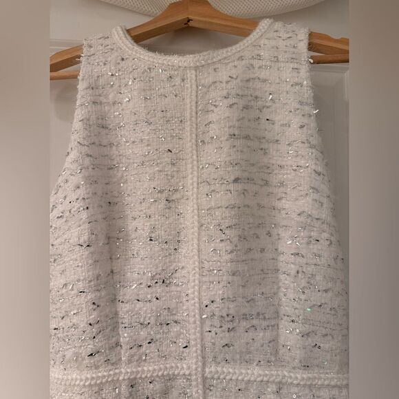 NWOT Milly Raven Feather-Trim Metallic Tweed Minidress, US4/UK8 - Picture 9 of 16